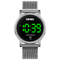 skmei 1668 led light up digital watch stainless steel mesh watch